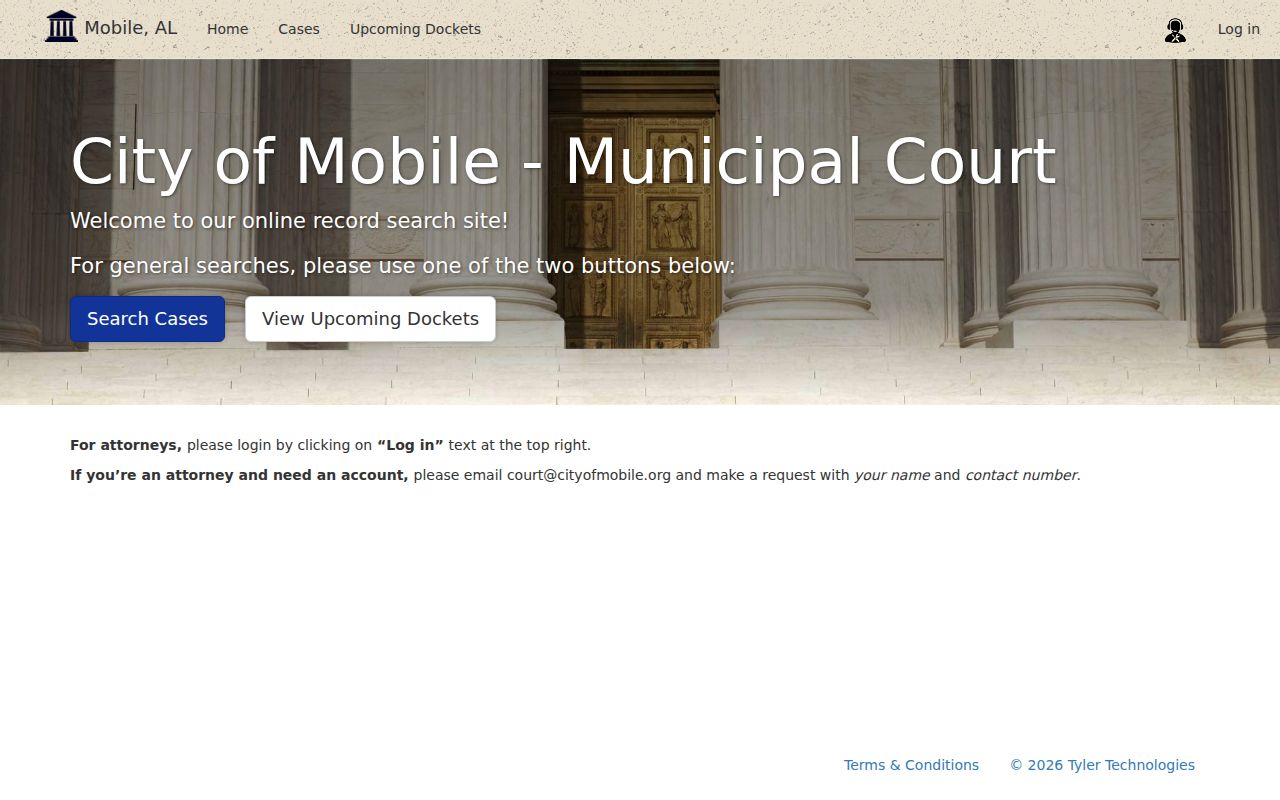 Mobile Municipal Court record search portal