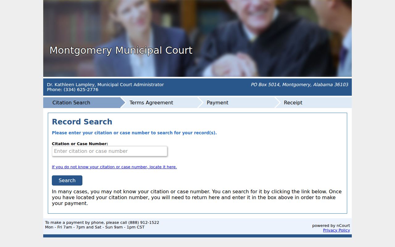 Montgomery Municipal Court case search portal