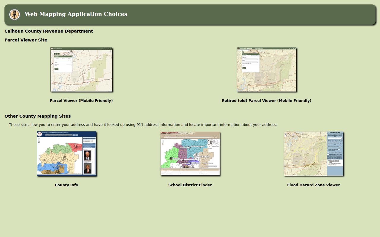 Calhoun County GIS mapping and tax database