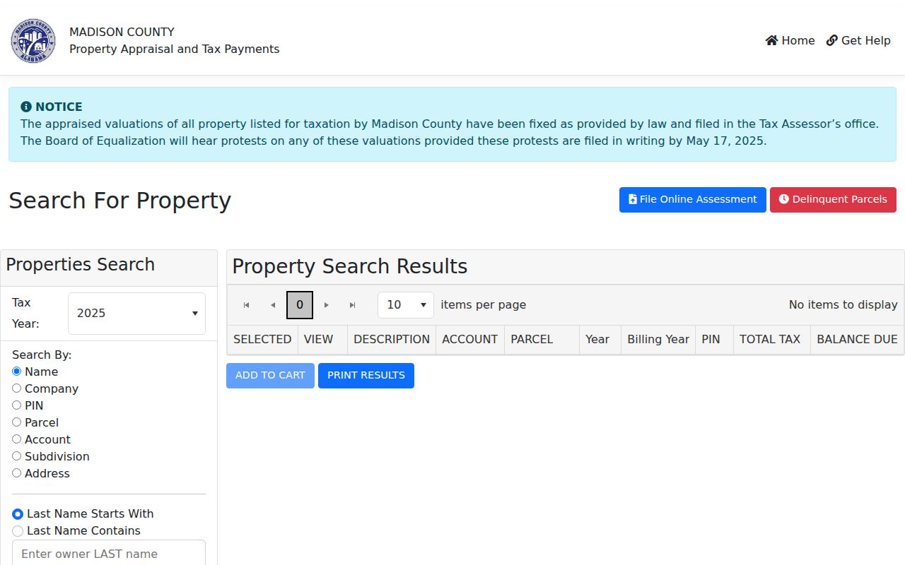 Madison County property owner search database