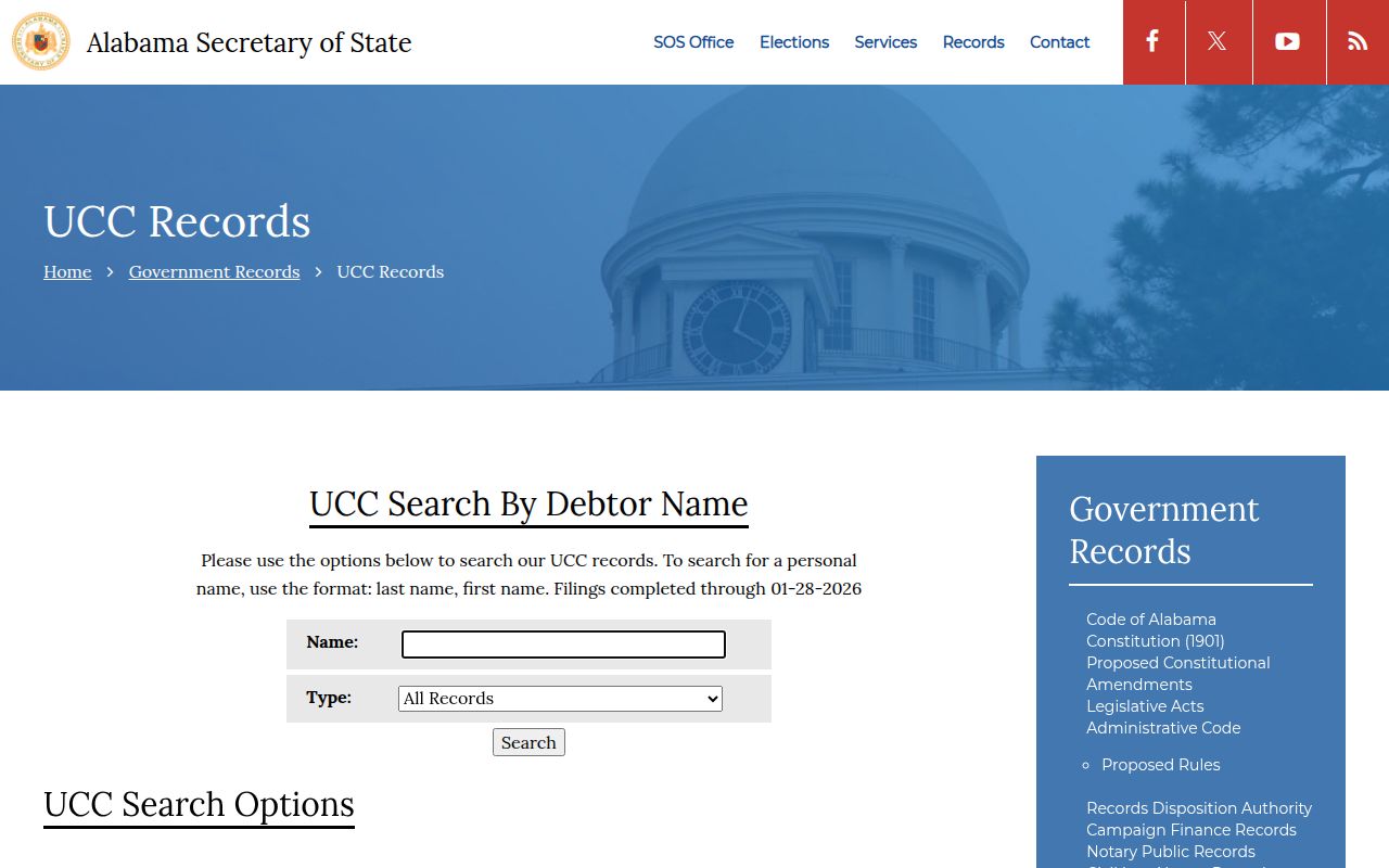 Alabama UCC filing search system
