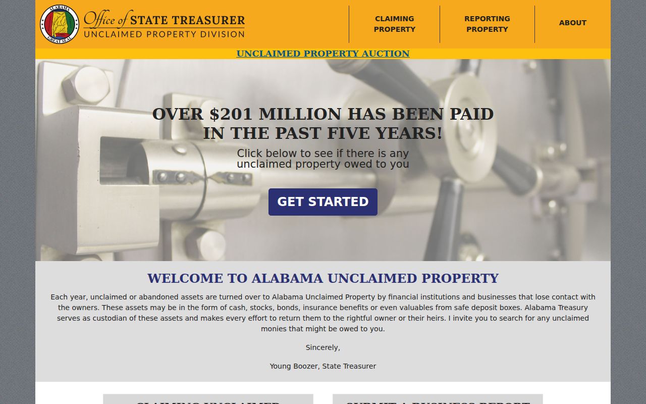 Alabama unclaimed property search portal