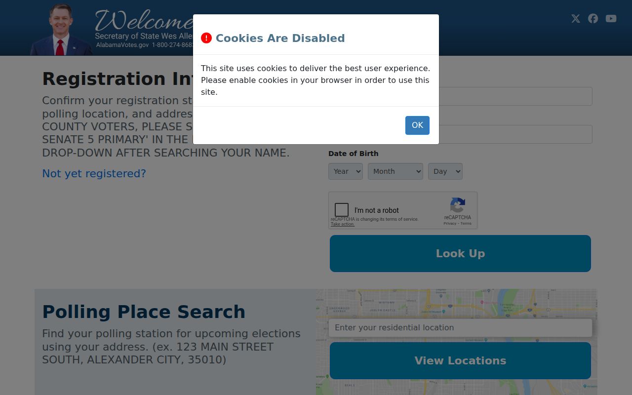 Alabama VoterView voter registration search portal